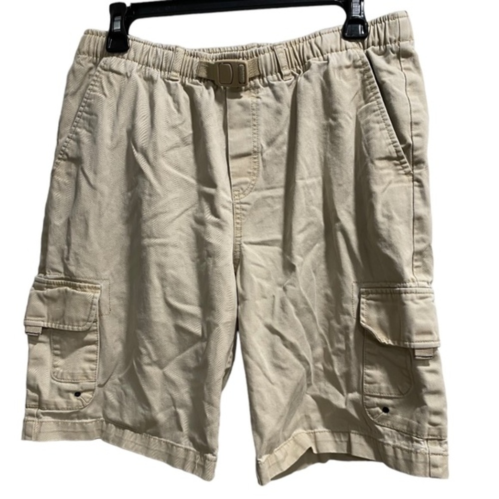 Boy's‎ Lands’ End Size 14-16 Husky Shorts Beige Elastic Waist Pull On Buckle